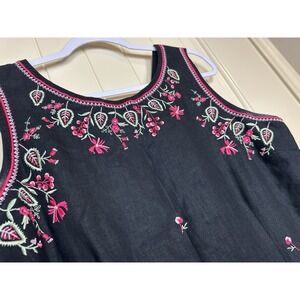 Ultra Dress New York Dress Womens Sz 16 Black Floral Embroidered Maxi sleeveless